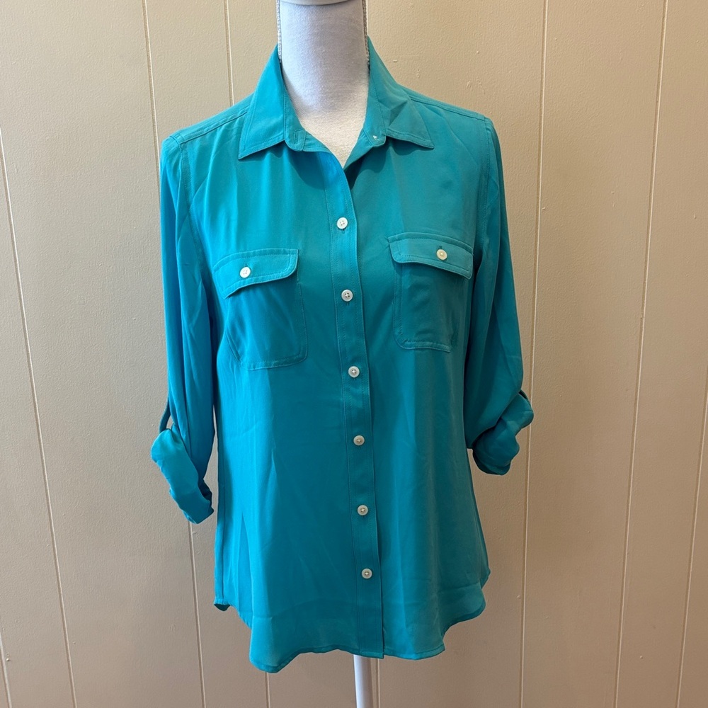 LOFT Turquoise Button-Down Shirt